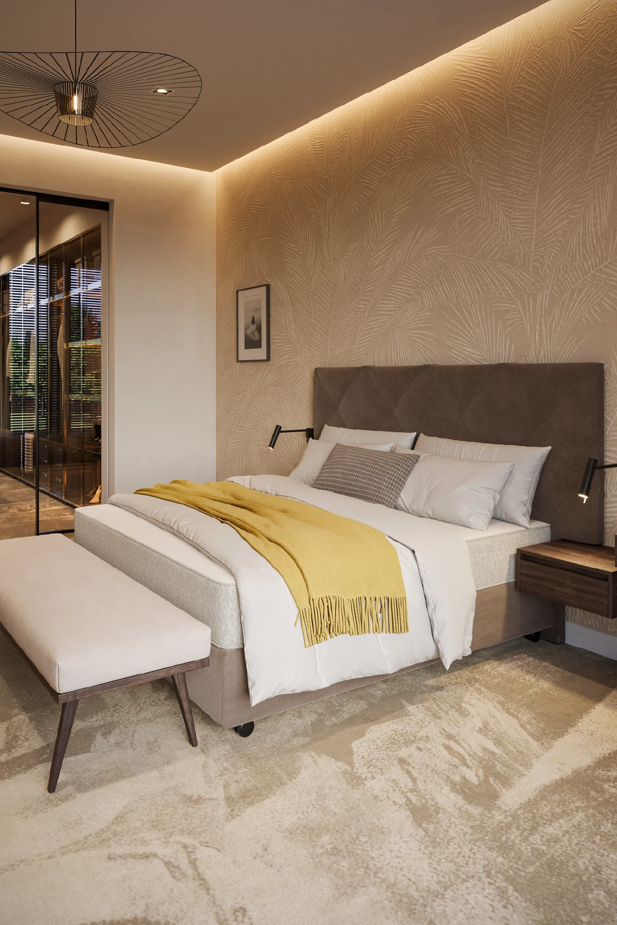 Beddesign Finotôre met gecapitonneerd hoofdpaneel