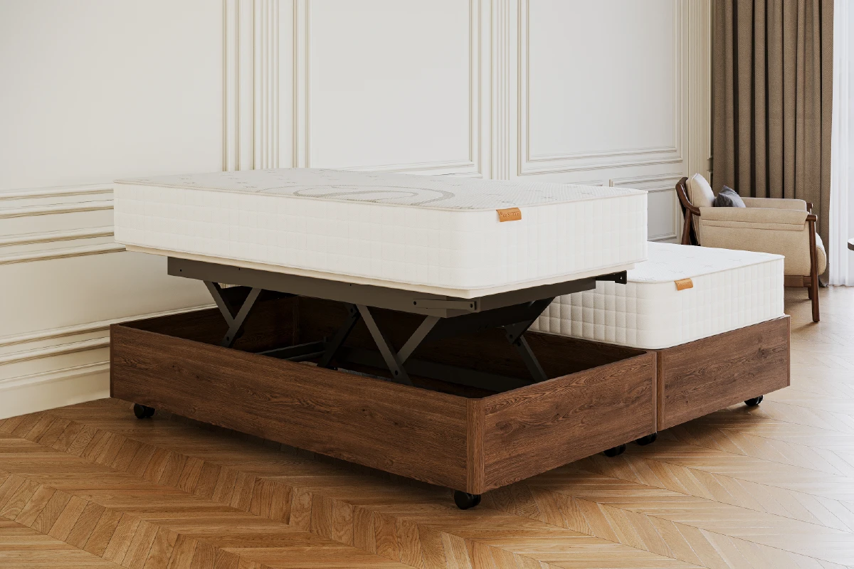 Het deelbare houten bed N°2 met hoog-laag functie