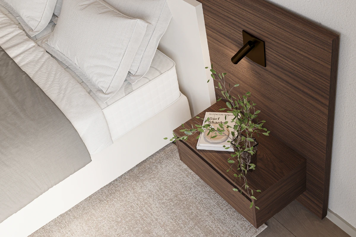 zwevend nachtkastje op het hoofdpaneel Duo Pezze