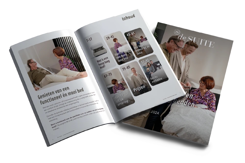 De Suite brochure over senioren- en hoog-laag bedden