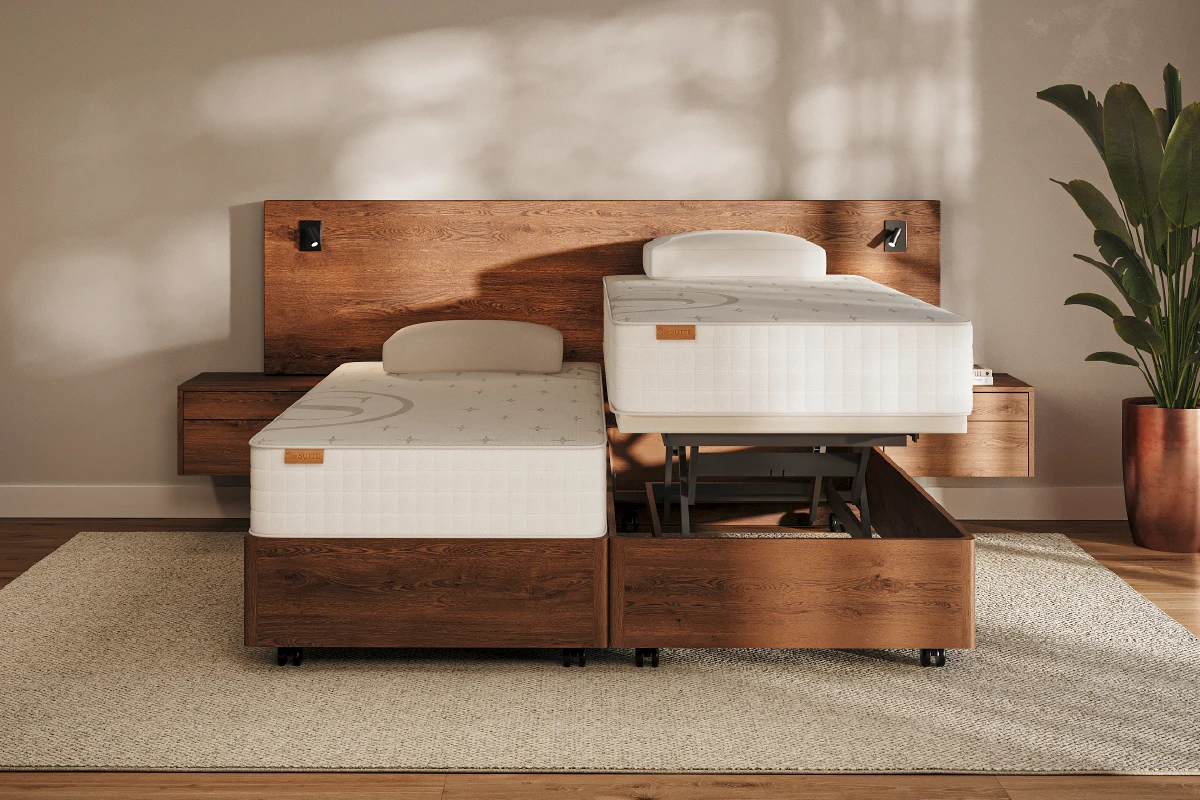 Houten seniorenbed hoog-laag functie