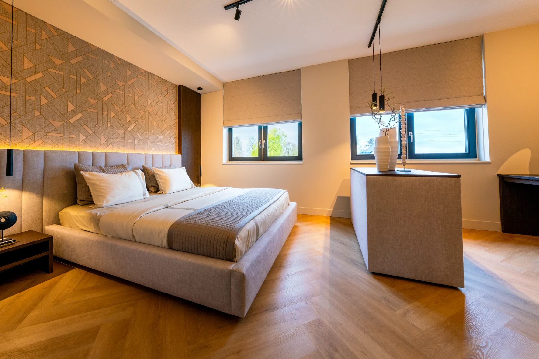 Langwerpige slaapkamer inrichting