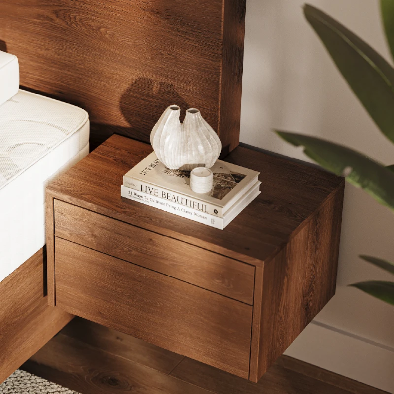 Zwevende nachtkastjes in het hoofdpaneel van de Manifesto Wood